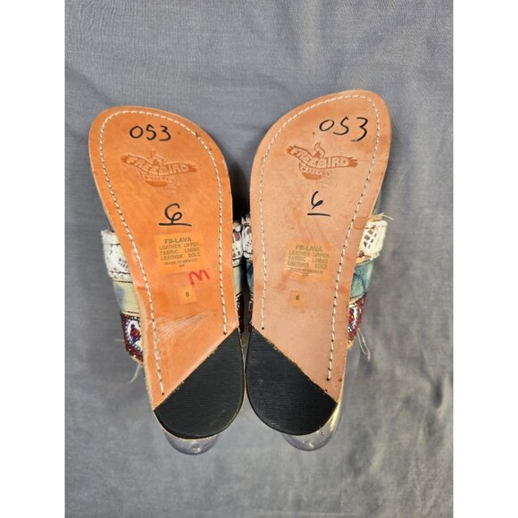 Freebird By Steven Lava Boho Slides Sandals Size 6 Paisley Lace Leather Sole - Picture 6 of 6